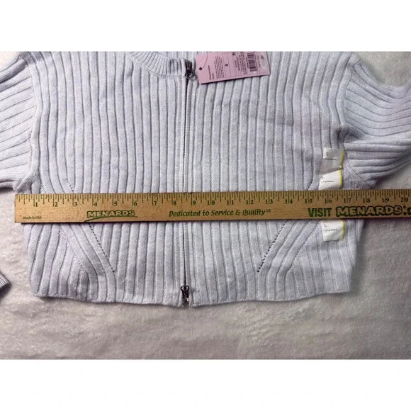 Wild Fable Womens Light Blue Ribbed Zip Up Cropped Sweater Long Sleeve Size S - Picture 6 of 10